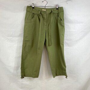IZOD Olive Green Wide Leg Capri Pants with Tie size 8